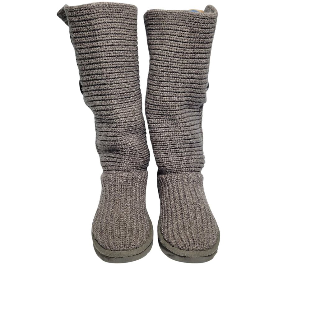 Ugg Australia Gray Classic Cardy Knit Boots Size 7 51126-2917